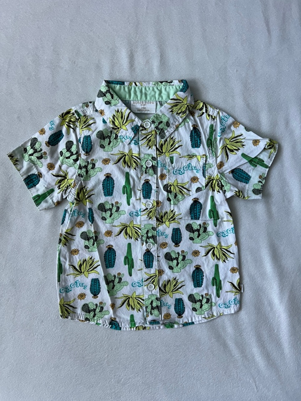 Rosie Pope White Short-Sleeve Cactus Button-Down Shirt